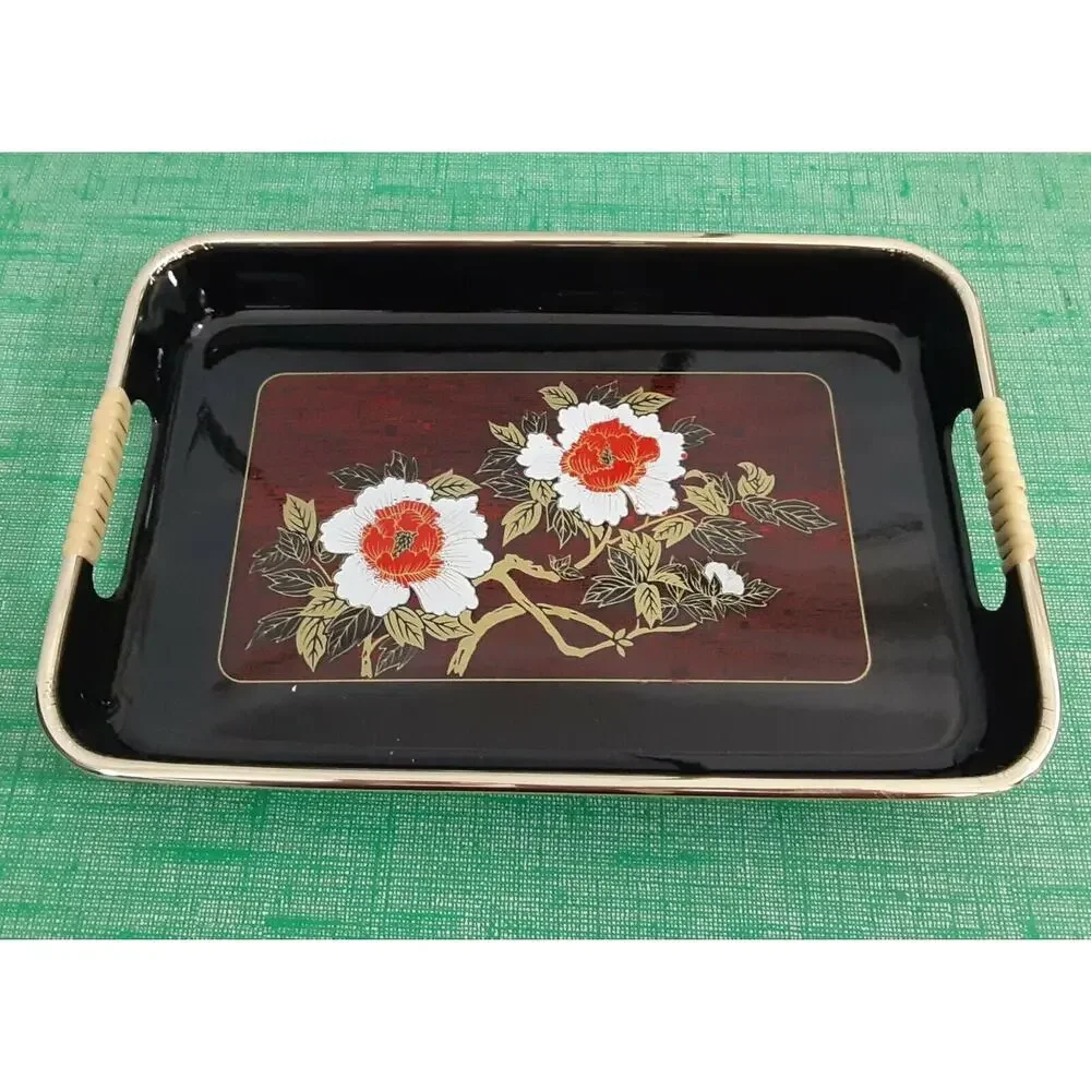 Vintage New Lacquarware Tray Set In Original Box NOTE
